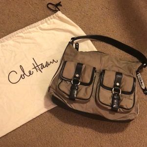 Authentic Cole Haan canvas and leather tote